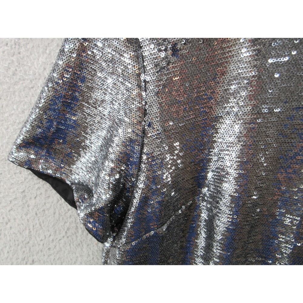 NWT Ralph Lauren Women Sz 12 Silver Sequined Party Cocktail Dress Round Neck - Picture 6 of 16